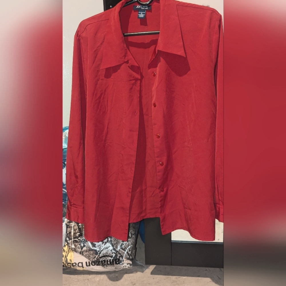 Deep RED button down shirt never worn